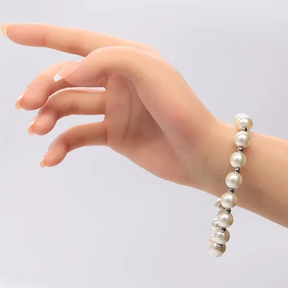 Pearl bracelet with lobster clasp and extension chain. - Picture 3 of 4